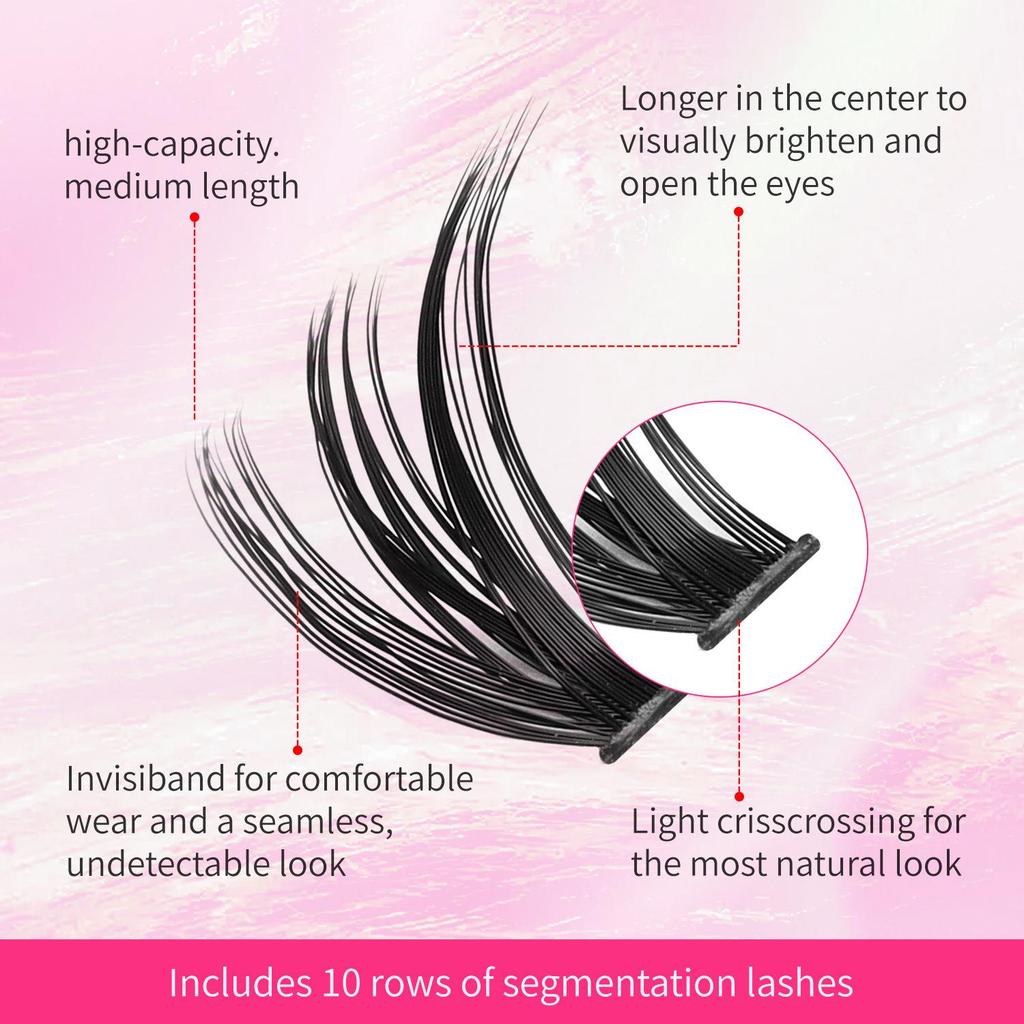 Selbstklebende Cluster-Falschwimpern: 50 Paar lange, schlanke, dichte Wimpern