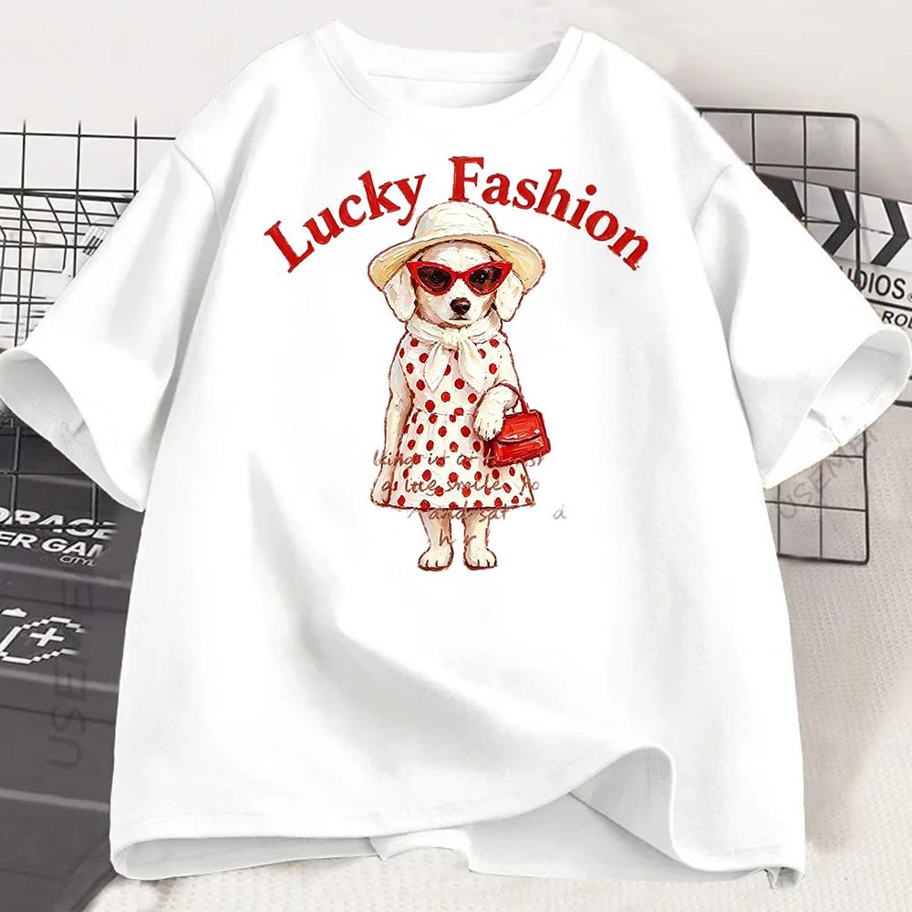 Fashion Dog Graphic T Shirt Unisex Cute Puppy Print Tee Summer Casual Short Sleeve Kawaii Harajuku Loose Top Streetwear