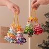 Knitted Christmas Tree with Jingle Bell Plush Christmas Hanging Pendant Wool Crochet Tree for Christmas Party Decor