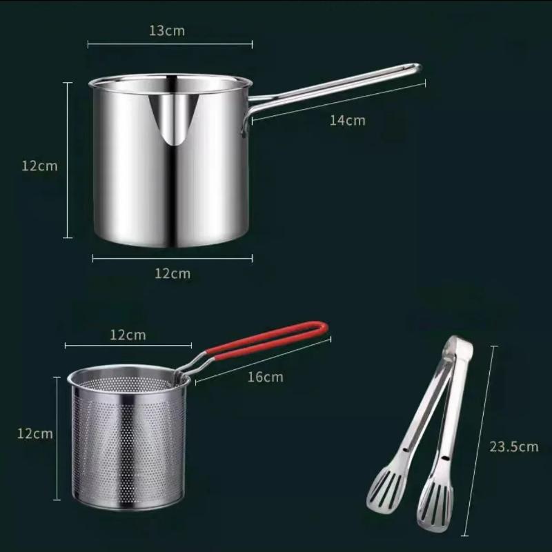 Deep Fryer with Frying Basket Stainless Steel Kitchen Specific Frying Chicken Deep Fryer Multifunction Small Pot Cooking Tools