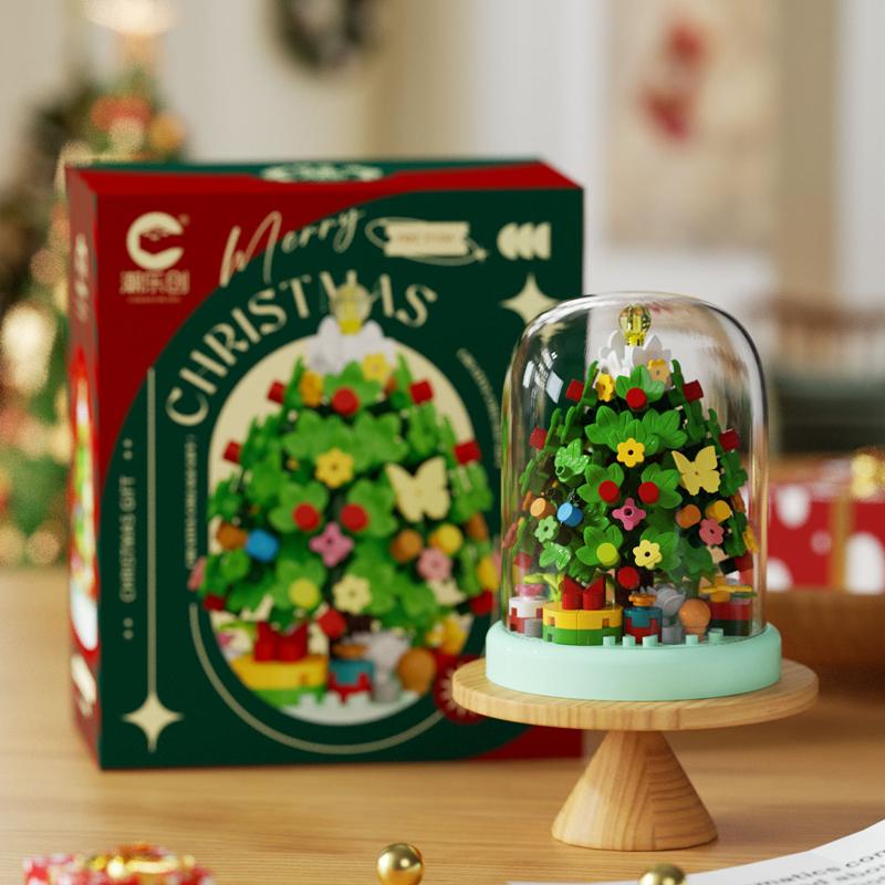Non-Toxic New Christmas Gift Micro-Particle Building Blocks Children'S Educational Assembling Toys Santa Claus Tree Elk Model Ornaments