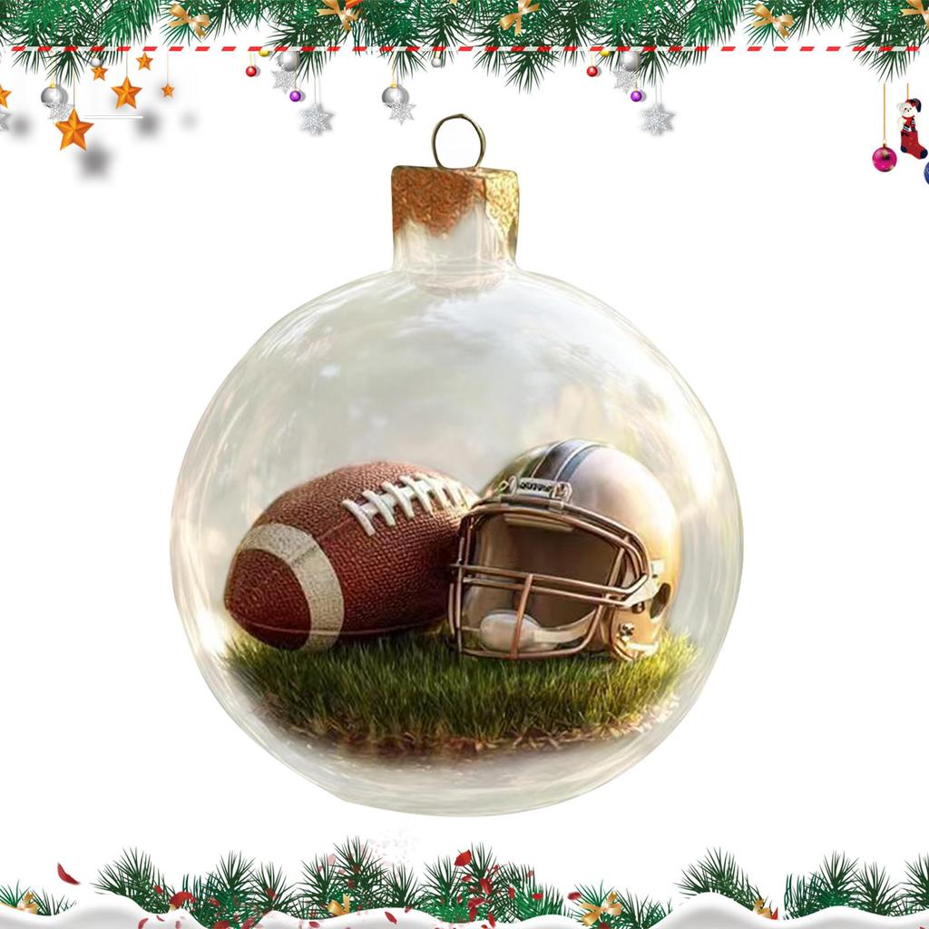 Mini Albero di Natale Trasparente Acrilico 3D Ciondolo Decorazione Pallina da Baseball Calcio Golf Tennis Ornamento di Natale da Appendere