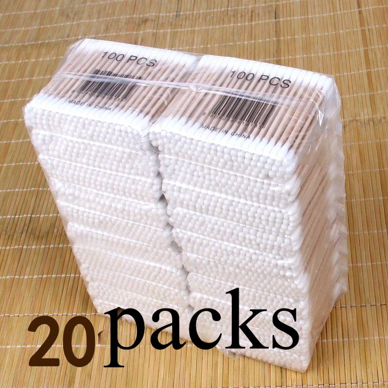 double pointed cotton swabs 7cm/2.75in, used for makeup removal, ear cleaning, and precise application, cotton swabs double round head design