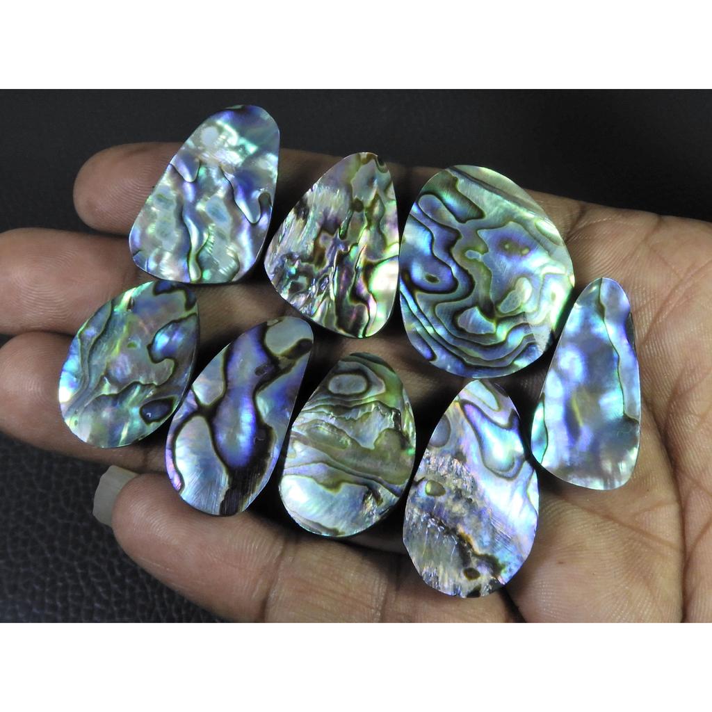 08Pcs Abalone Shell Fancy Cabochon Loose Natural Gemstone 215Cts.Lot 24-35MM C-1709