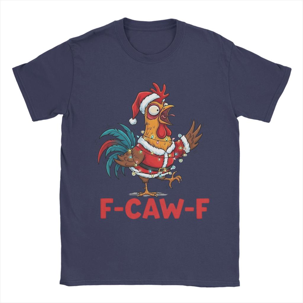 Lustige Weihnachten F-Caw-F Hühner T-Shirts Herren Rundhals Reine Baumwolle T-Shirts Kurzarm T-Shirts Übergrößen Tops