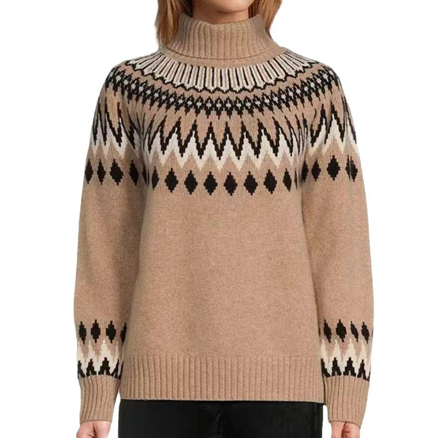 Women's Slim Fit Color Block Knitted Pullover Sweater for Fall and Winter