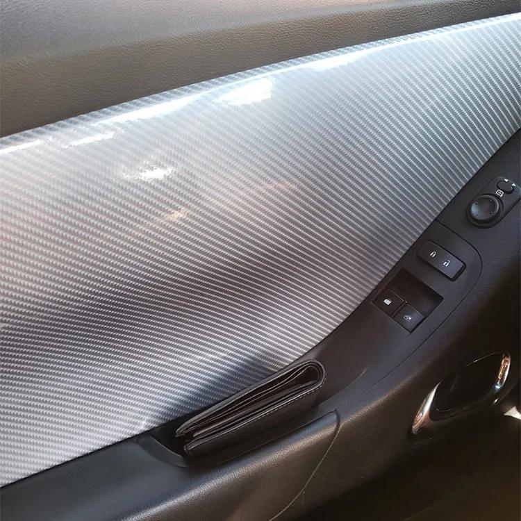 Self Adhesive 6d Carbon Fiber Vinyl Wrap 40x152cm , Silver Car Styling Film Sheet Roll For Auto Hood Roof Decoration Diy