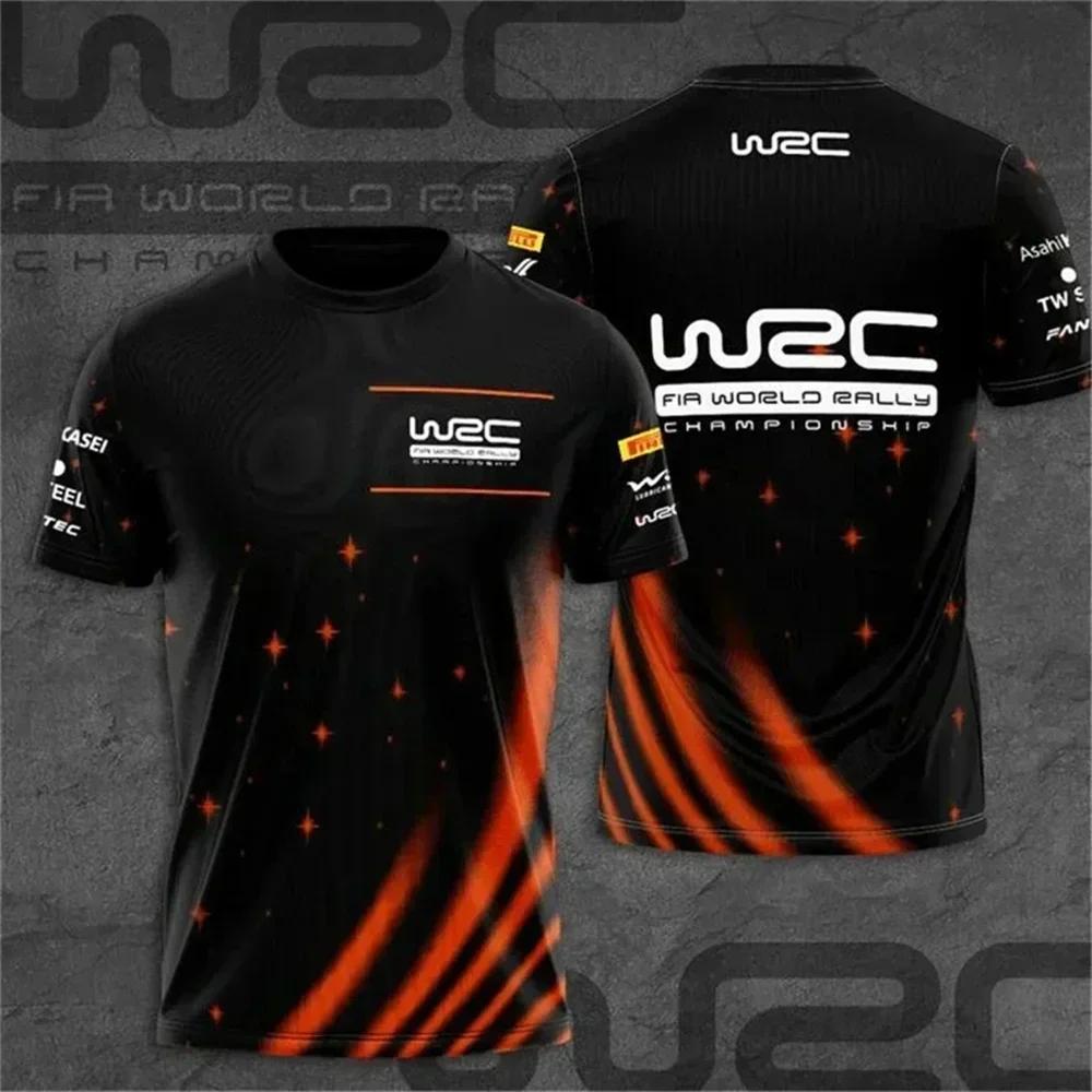 World Rally Championship Team Replica T-Shirt, Black Orange Racing Sponsor Tee, Casual Motorsport Quick-drying Top for Fans