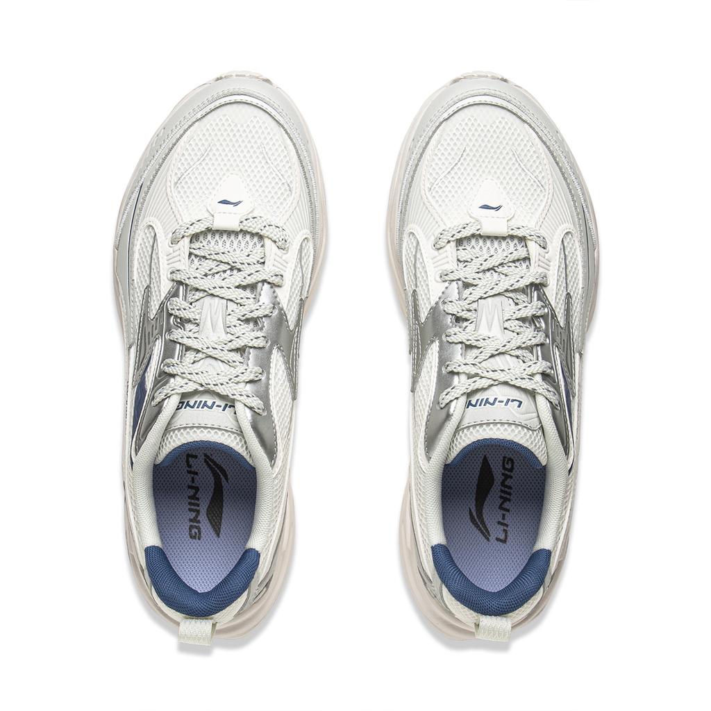 New LiNing Meteor Cushioning, Slip Resistant, Abrasion Resistant Support Low Top Casual Shoes Men's White Gray Silver AGCV357-2
