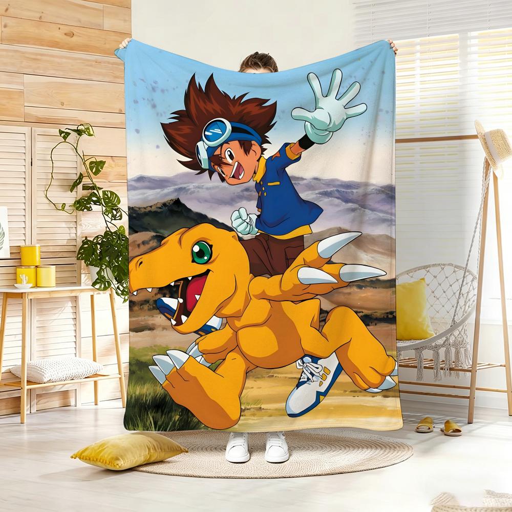 Anime D-Digimon AdventureS Throw Lightweight 240g Flannel Blanket Soft Skin-friendly for Summer Cooling