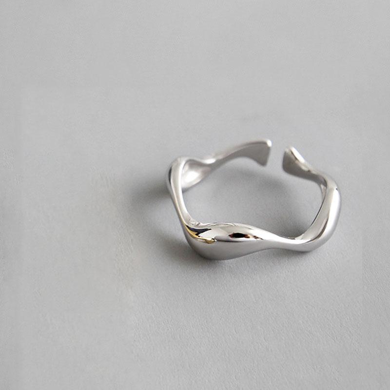 Ring Female Silver Creative Handmade Rings Irregular Wave Smooth Engagement Jewelry for Women  Adjustable Ring Silver Couple Ring