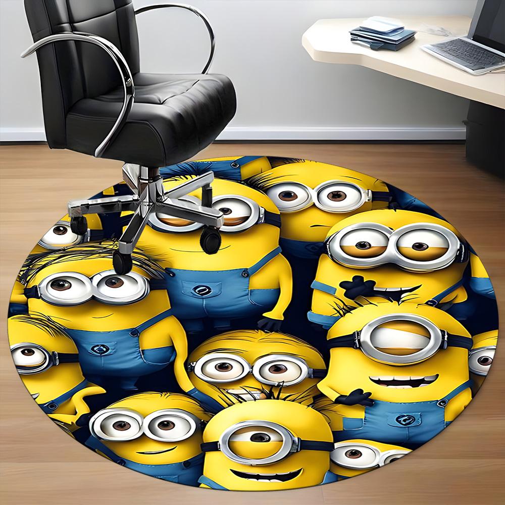 1pz Tappeto Rotondo Ufficio Minions, Tappetino da Interno Adatto per Ufficio, Camera da Letto Soggiorno Decorazione Casa, Decorazione Stanza, Offic a0928122