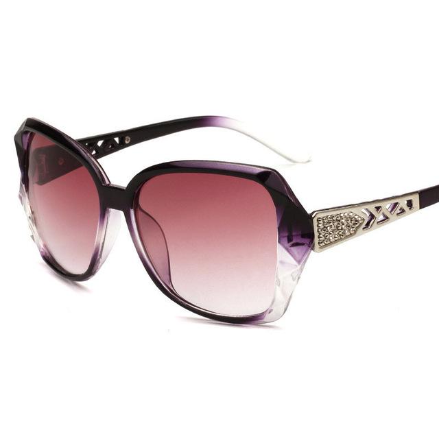 Modische quadratische Sonnenbrille Damen Luxusmarke Große lila Sonnenbrille Damen Spiegelgläser Damen Oculos De Sol Feminino