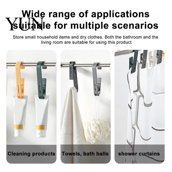 Home Organization Accessories Laundry Hook with Clip, Non-Drilling ABS Closet Organizer, Multi Purpose Plastic Clamps Durable Anti-slip Clothes