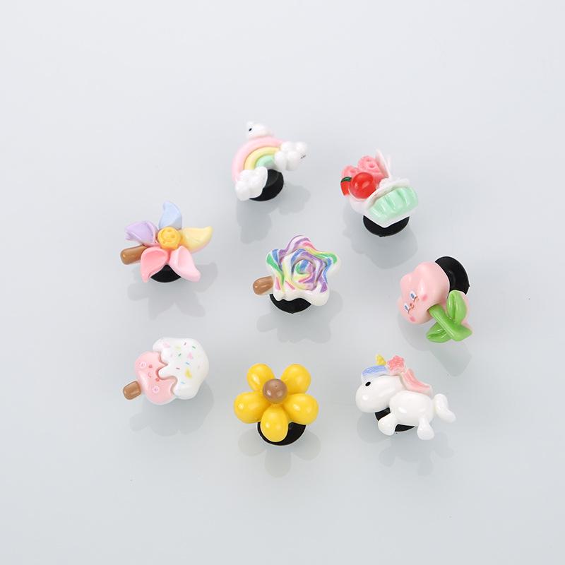 3D Cartoon Decorative Shoe Charms - Cute Flower Resin Accessories with Detachable Buckle