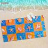 Vibrant Ocean Beach Towel Tropical Starfish Seashell Print Bath Mat for Summer Vacation Resort Pool Decoration