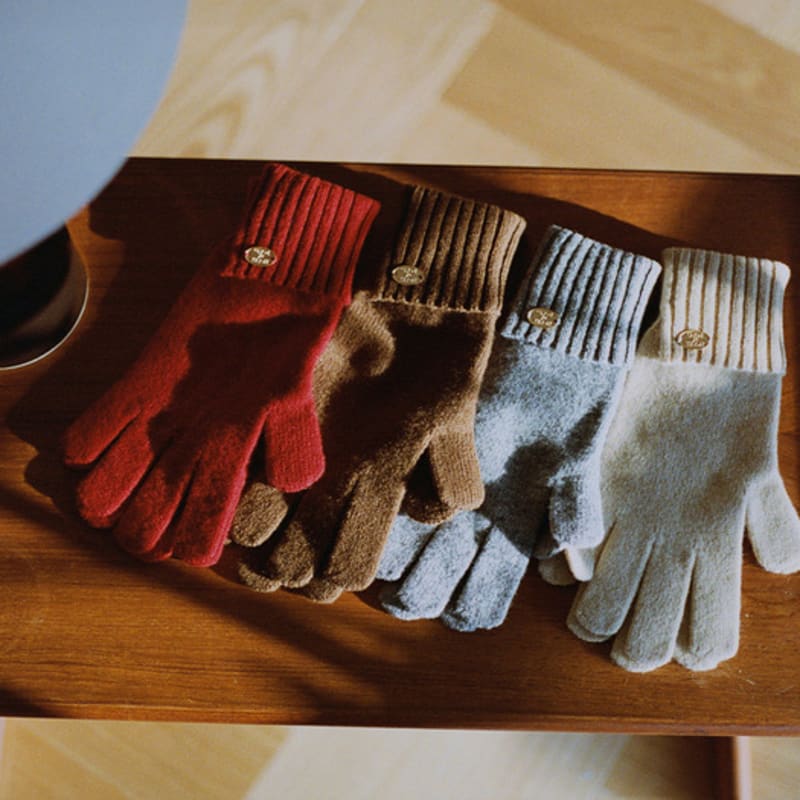 HOUSE of POND Coin Wool Gloves (Beige, Grey, Red, Brown)