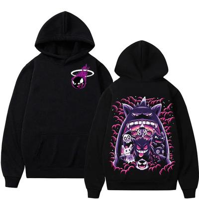 Super Süßer Gengar Anime Bedruckter Hoodie Herren und Damen Herbst Winter Harajuku Übergröße Lässiger Pullover Top