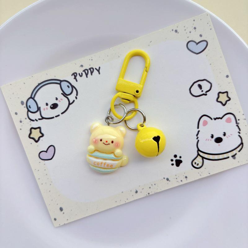 Cute Custard Bear Keychain: Soft Cartoon Pendant for Girls & Students