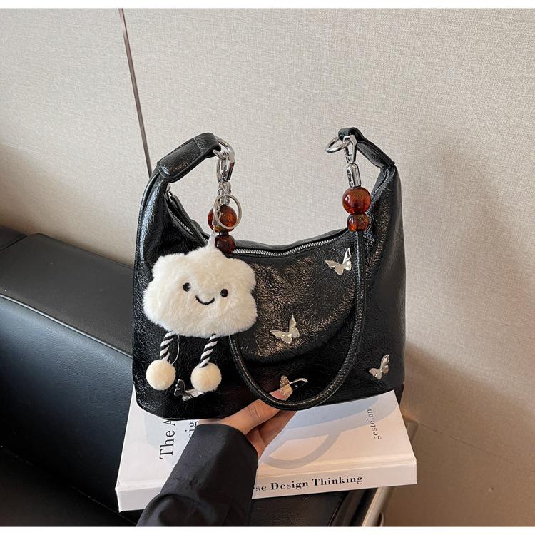 

Large capacity bag women s summer new fashion niche messenger bag one shoulder underarm dumpling bag чорний