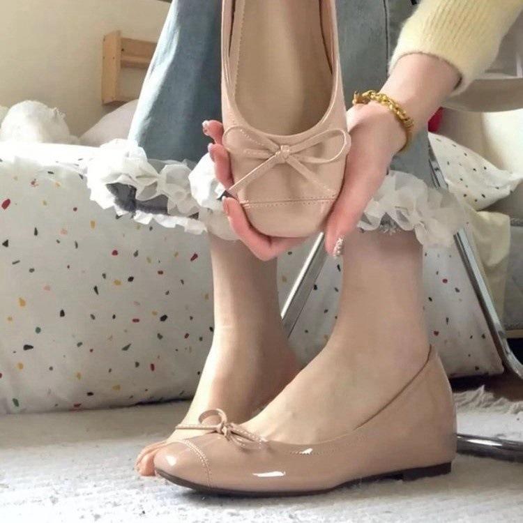 

Женские туфли Nude single 2025 года, новые, с внутренней стороны, увеличивающие высоту, на плоской подошве, балетки, неглубокая мягкая подошва, туфли Doudou 40 телесный