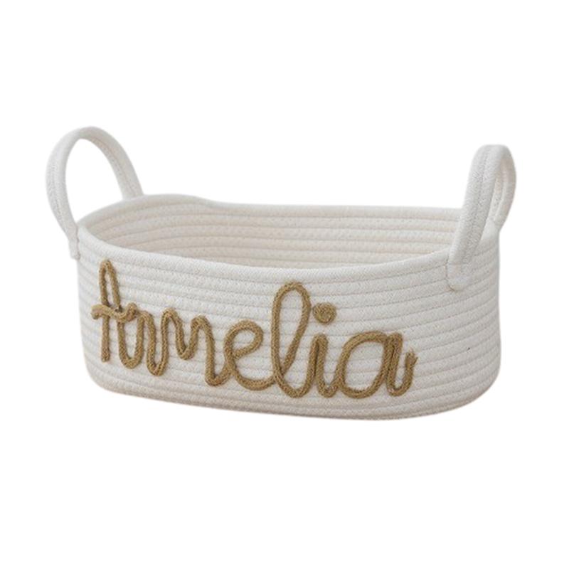 

Корзина для хранения из натуральной хлопковой веревки с ручками, ящик-органайзер с буквенным декором для дома/стола/детской комнаты, складная игрушечная одежда коричневый