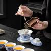 Blue And White Ru Kiln Anti-Scalding Light Luxury Tea Set, Commercial Gift Set, Tea Set, Gift Print