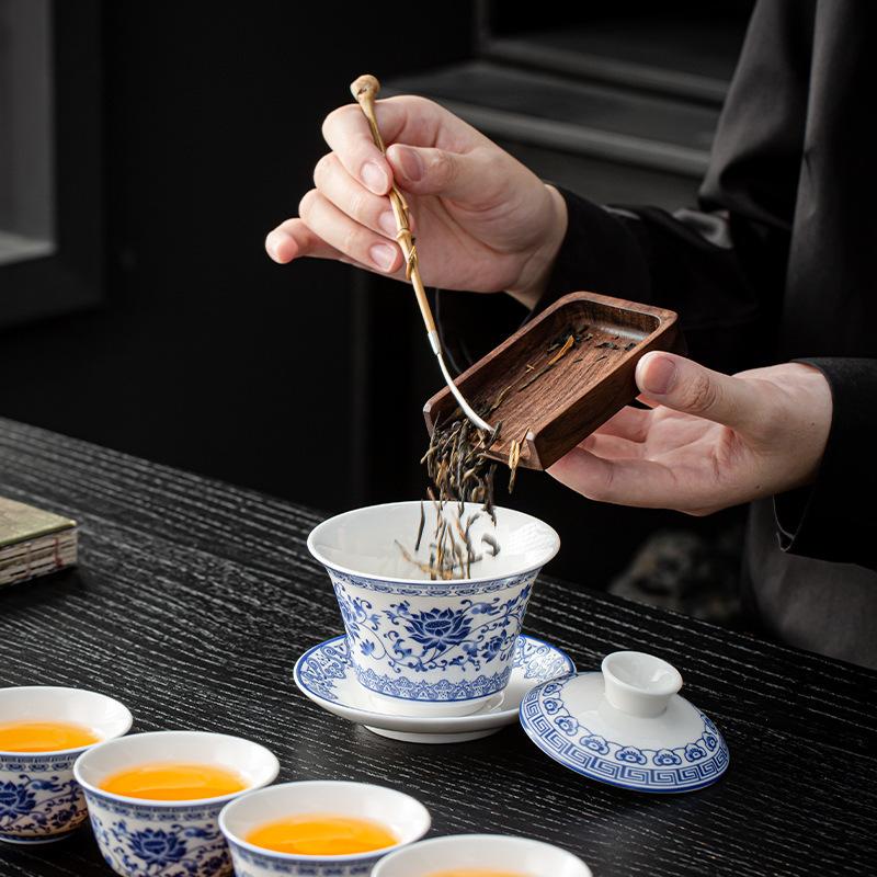 Blue And White Ru Kiln Anti-Scalding Light Luxury Tea Set, Commercial Gift Set, Tea Set, Gift Print