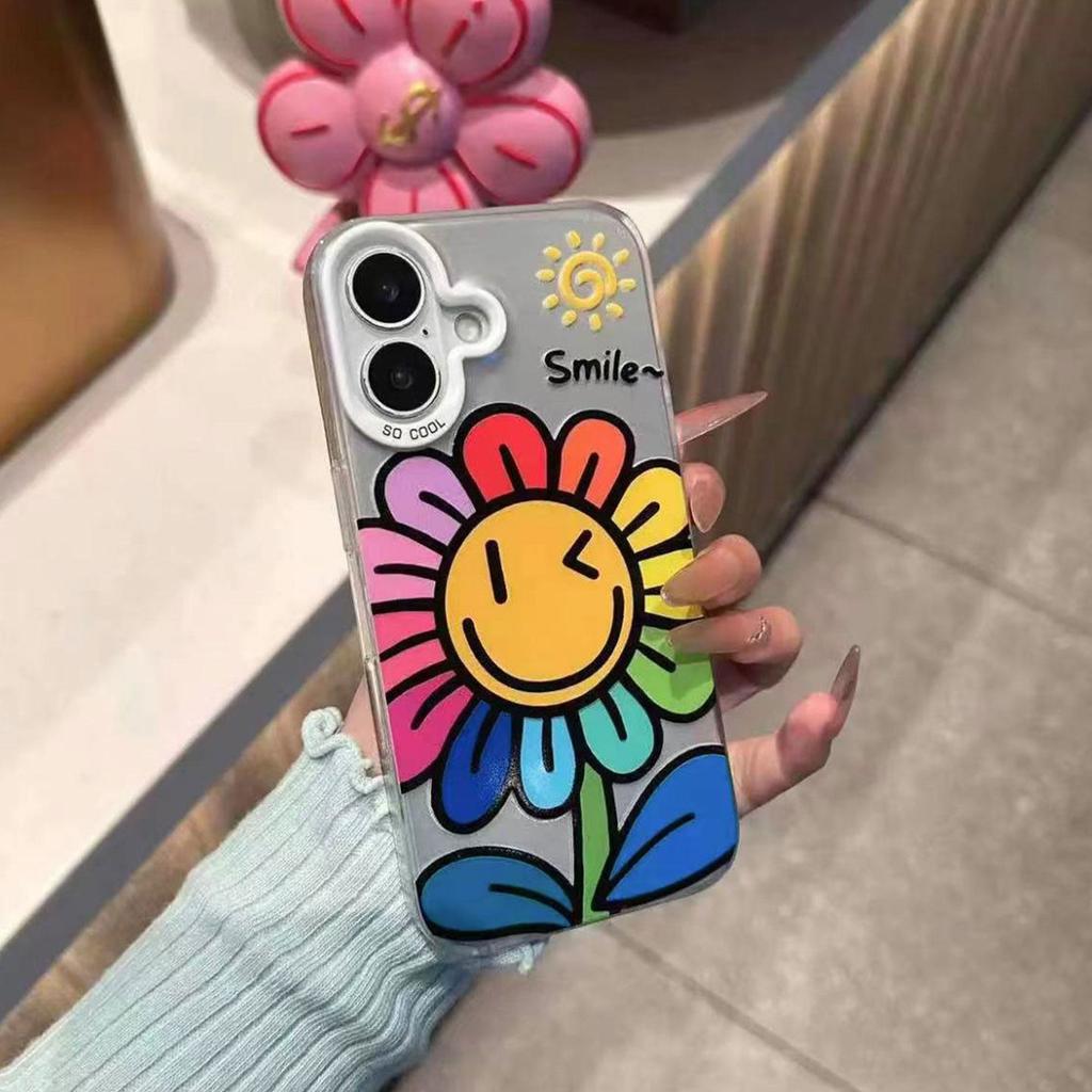 Colorful sunflower is suitable for Apple promax mobile phone case rotating bracket Huawei Xiaomi oppovivo.