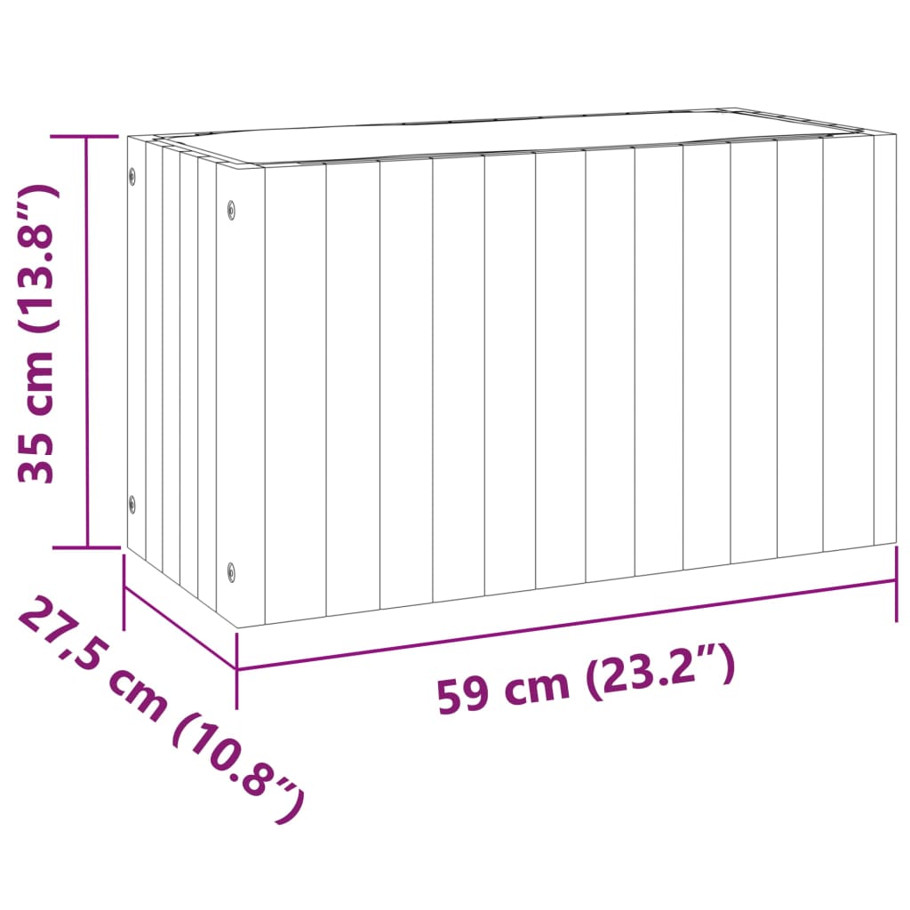 Plant Pot 59 x 27.5 x 35 cm Solid Acacia Wood