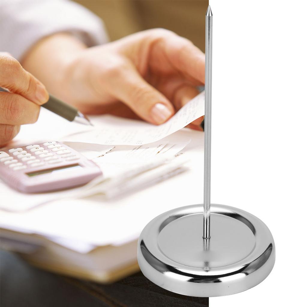 Stainless Steel Straight Rod Paper Memo Holder Check Spindle Bill Fork,   and   with Stdy Base, Sy To Stand On the Table, Holds Bills and Memos