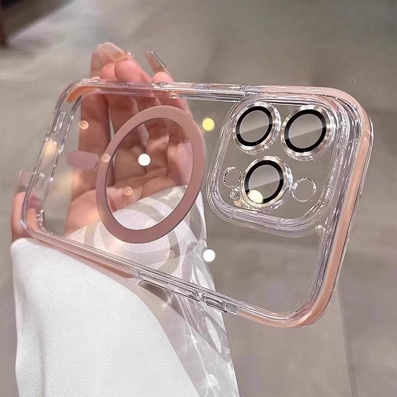 Applicable To IPhone17 Magnetic Suction Phone Case Two Color Fine Hole Apple 16 ProMax Comes with Lens Anti Fall Protection Case