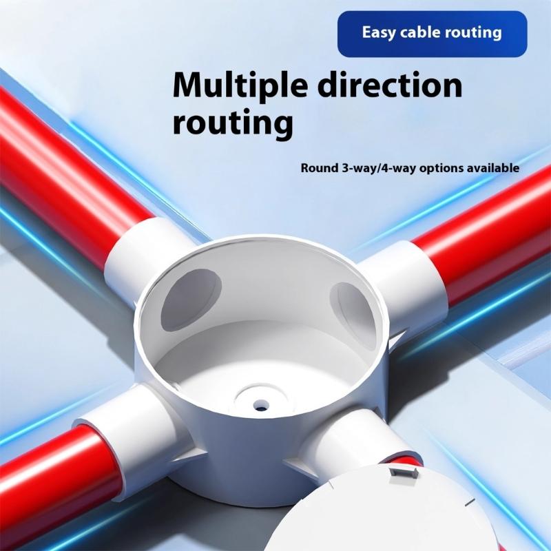 Electrical Junction Box With Cover 3/4 Way Junction Box Round Wire Box Connectors Conduit Splitter For Home Office Use