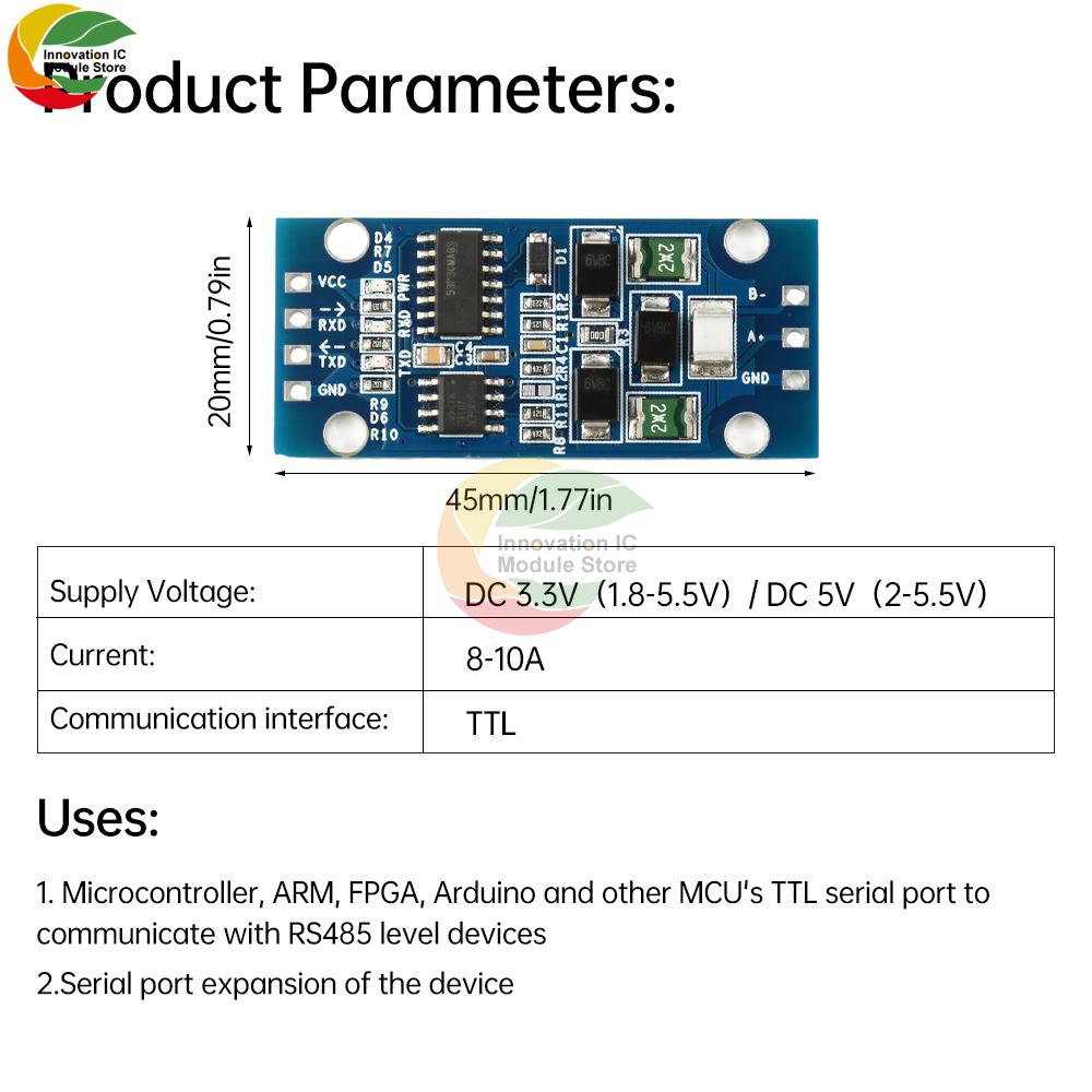 FOR MCU ARM FPGA Arduino Auto Flow Control TTL To RS485 Conversion Module Level Conversion DC 3.3V 5V TTL Serial Port RS485