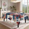 Independence Day Flower Wreath Waterproof Rectangular Tablecloth Red Blue Flower Star USA Flag Tables Cover for Dinner Kitchen