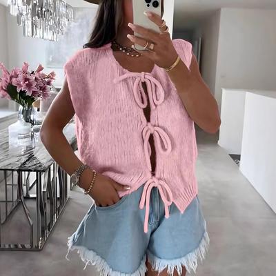 Strap Knit Vest Cardigan Summer Cross-border Hot Item Amazon New Solid Color Vest Sleeveless Sweater for Women 3538
