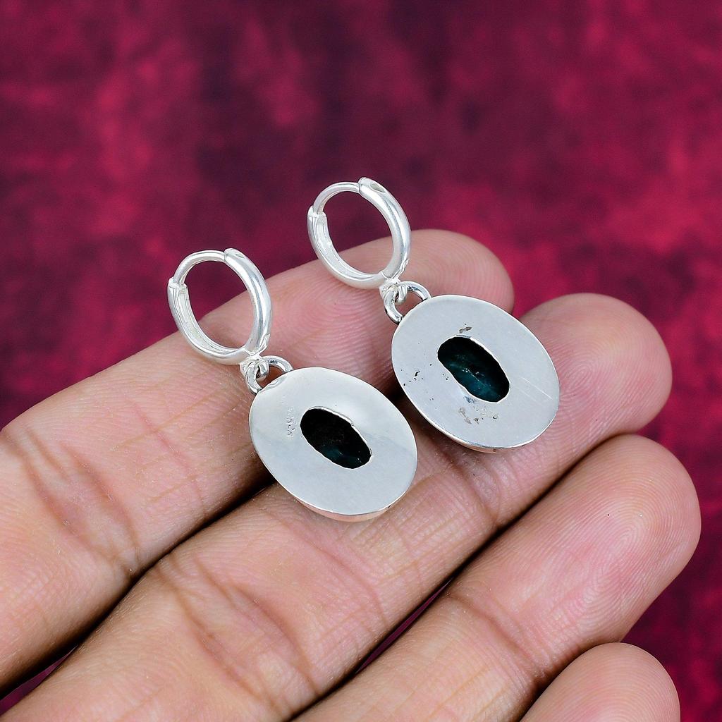 Emerald 925 Solid Sterling Silver Earrings, Handmade Gemstone Earrings Jewelry, Gifts For Wife Brand New Earrings