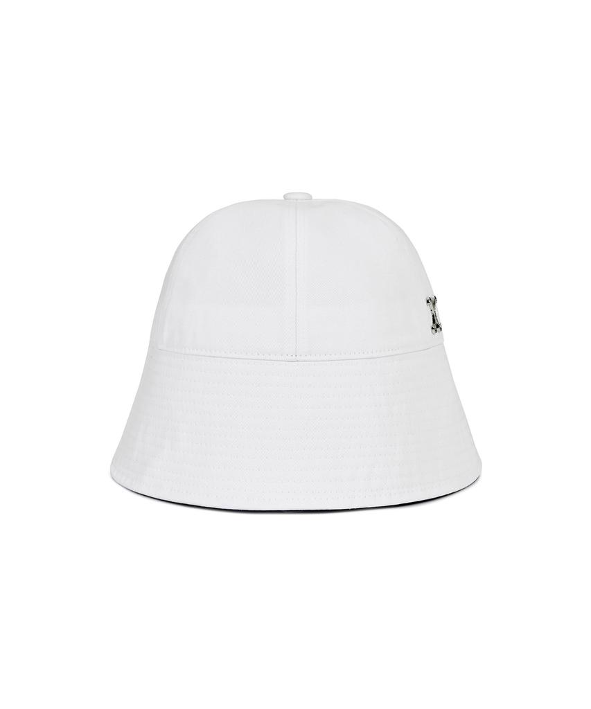 Bajal Va Curved Studded Round Drop Bucket Hat White