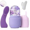 3-in-1 Facial Care Tool Kit, Ice Roller Mold, Silicone Cleansing Brush & Stainless Steel Gua Sha Set for Skin Depuffing & Cleansing