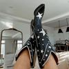 Fashion IPPEUM Western Cowboy Boots For Women Firebird Embroidery Leather Knee High Boot Country Western Brown Cowgirl Shoes Plus Size44