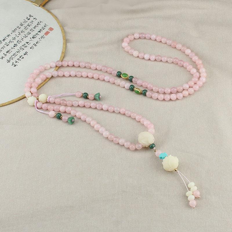GEMCHIC Women s New Chinese Style Crossbody Chain Long Bead Pendant Accessory for Cheongsam Hanfu