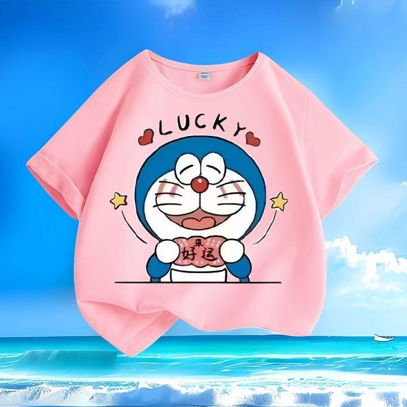 Doraemon Cartoon Children's T-Shirt Summer New Loose Round Neck Casual Fashion Short Sleeve