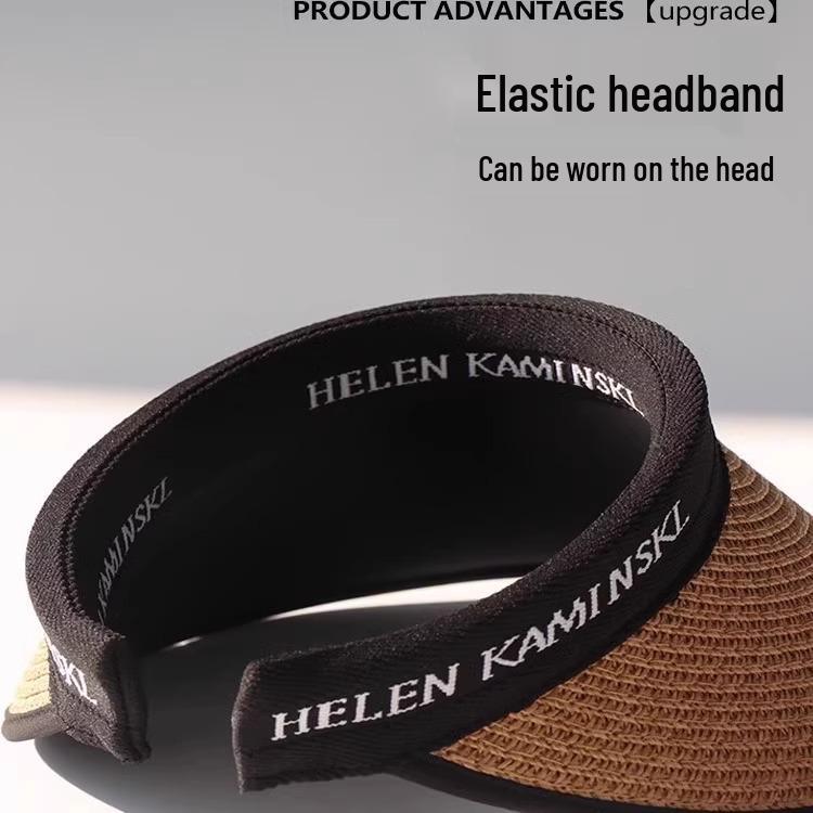 Women's Wide-Brim Straw Sun Hat with UV Protection and Headband