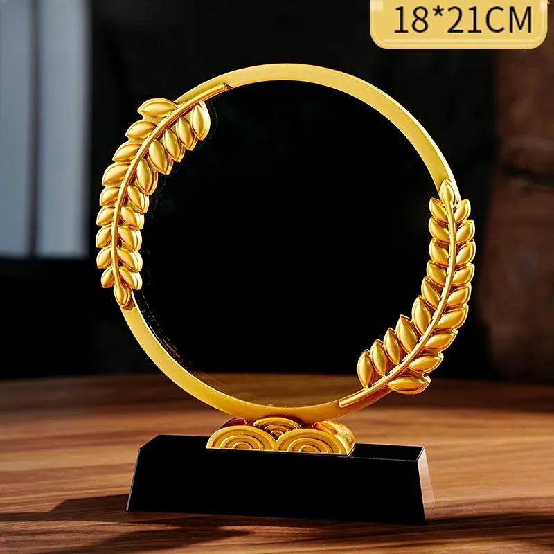 

Customized Metal Wheat ear Gold, Silver, Copper Crystal Trophy, Competition Outstanding Employee, Rotundity Award Souvenirs, 1Pc