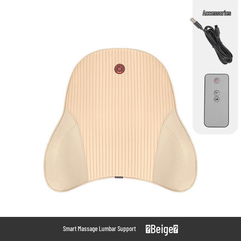 Electric Massage Lumbar Support Pillow - Memory Foam Car Seat Cushion with Remote Control.