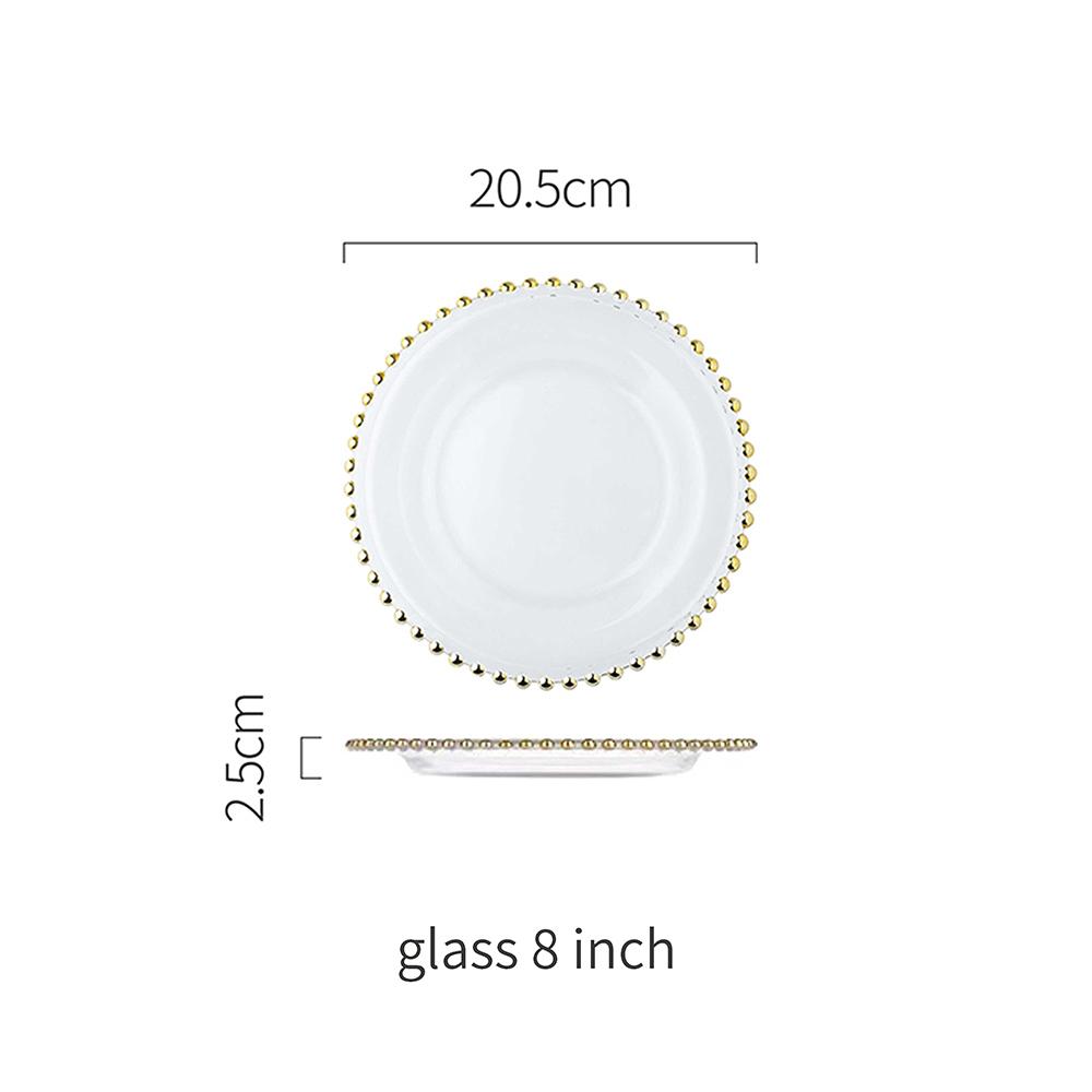 Retro Ceramic Dinner Plate Glass Saucer Fruit Cake Dessert Dish Tableware Set Plates Dinner Food Tray Creative Home Decoration