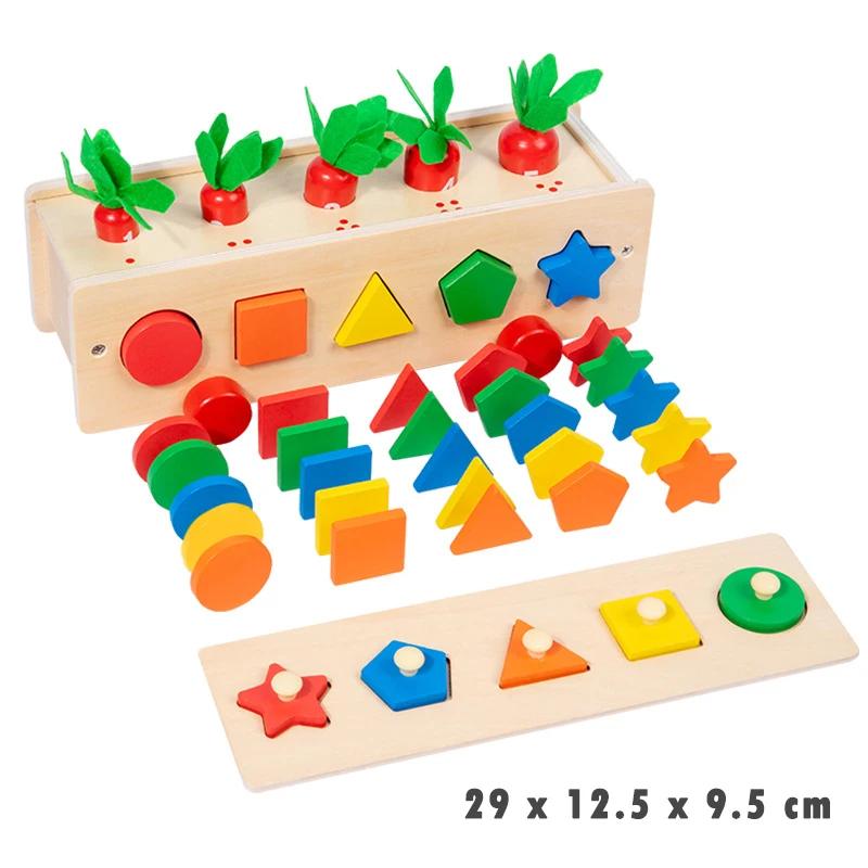 Toys Educational Toys Magnetic Train Color Shape Sorting Montessori Parish Game Sensory Geometric Matching Wooden for Gifts Kids