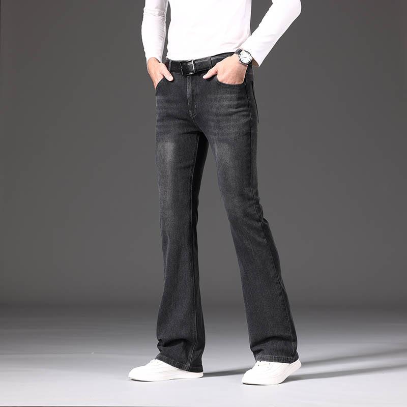 Jeans Flare Masculino Jeans Masculino Cintura Alta Elástico Espessado Solto Jeans Perna Larga
