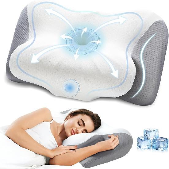 Effective Pain Relief Cervical Neck Pillow for Sleeping, Memory Foam Pillows for Neck Support, Odorless Contour Side Pillow, Ergonomic Bed Pillow for