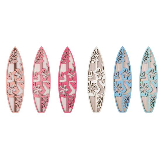3Pcs/Set Wooden Hibiscus Surfboard Wall Decoration Farmhouse Rustic Surfboard Wall Art Home Bedroom Living Room Bathroom Wall Decorative Sign